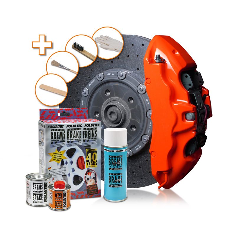 Foliatec Brake Caliper Lacquer Set Burning Red Glossy 3 Components 40t