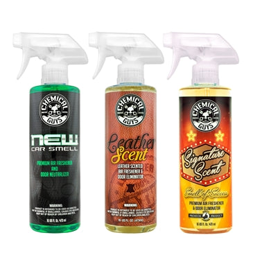 Chemical Guys New Car Scent & Leather Scent & Signature Stripper Scent Kit - WWW.PLANETAUTO.IE