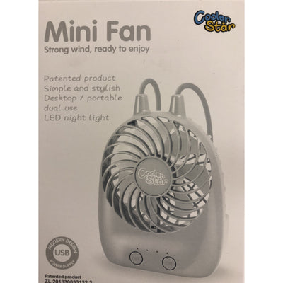 Mini Fan Led night Light Rechargeable - WWW.PLANETAUTO.IE