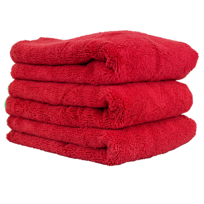 Chemical Guys Fluffer Miracle Supra Microfibre Towel Red with Green Trim 3 Pack 16" x 24" - WWW.PLANETAUTO.IE