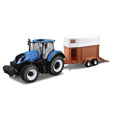 Burago New Holland T7HD Tractor with Horse Trailer 1:32 - WWW.PLANETAUTO.IE
