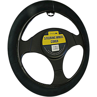 Simply Luxury Padded Black Steering Wheel Cover - WWW.PLANETAUTO.IE